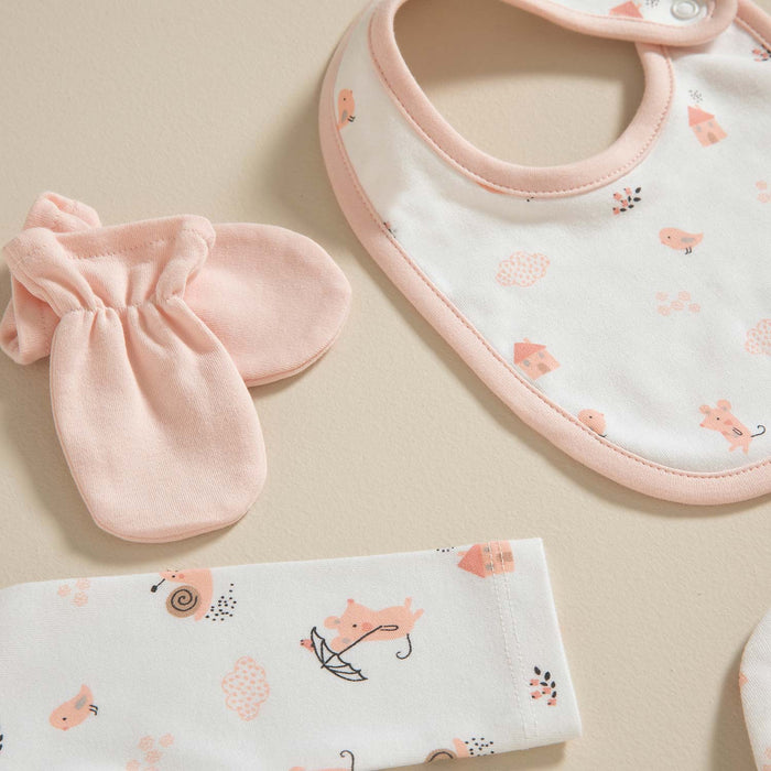 Bird Newborn Set 6Pcs White-Pink