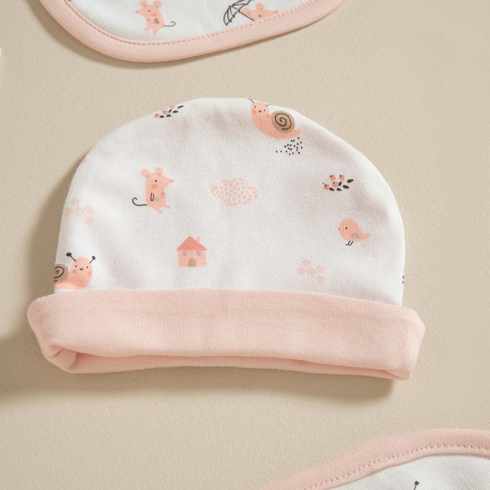 Bird Newborn Set 6Pcs White-Pink
