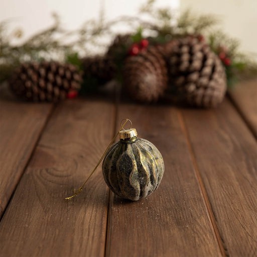 Green Glass Christmas Ball 6 cm PATTERN 1