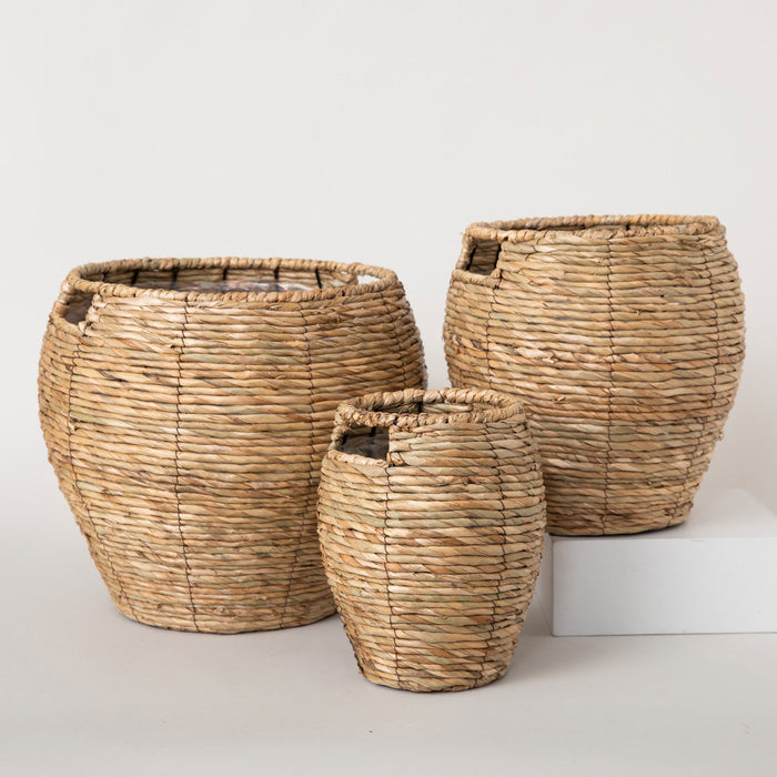 Kerıa Basket Flower Flower Pot 18 cm Natural