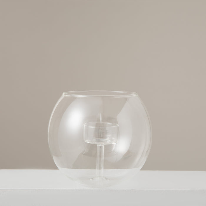 Romıly Glass Candle Holder 14x12 cm Transparent