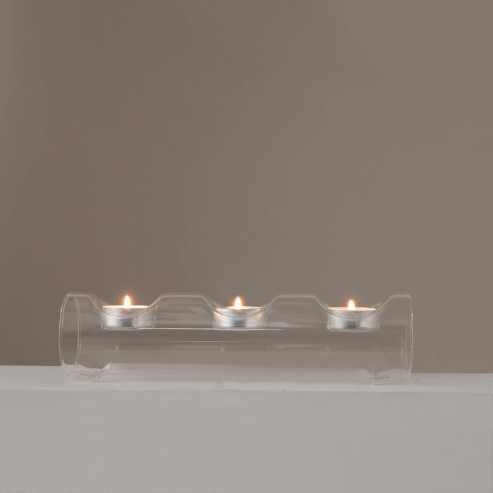 Prımrose Glass Candle Holder 3Pcs 23x6 cm Transparent