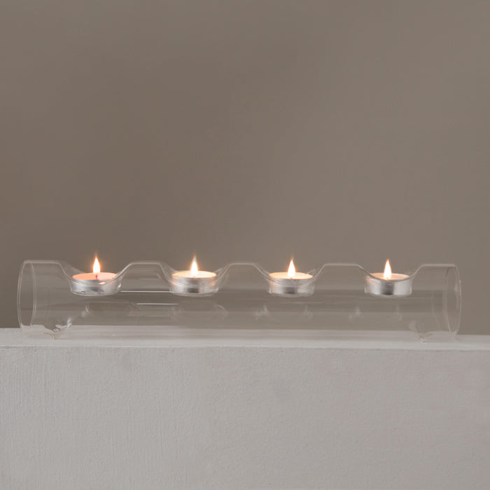 Prımrose Glass Candle Holder 4Pcs 36x6 cm Transparent