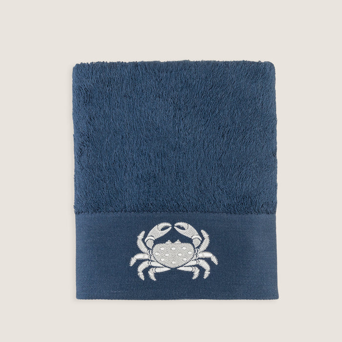 Aron Embroidered Face Towel 50x90 cm MARINE BLUE