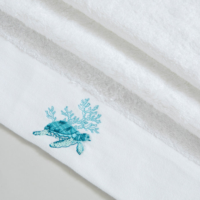 Boris Embroidered Face Towel 50x90 cm White