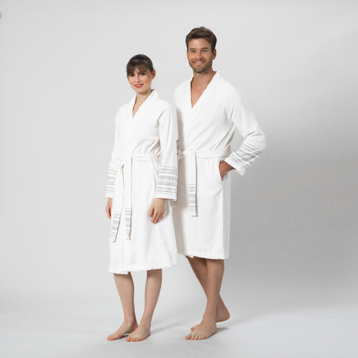 Derin Bamboo Unisex Bathrobe ECRU/SAND BEIGE