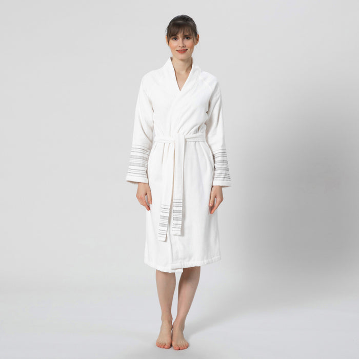 Derin Bamboo Unisex Bathrobe ECRU/SAND BEIGE