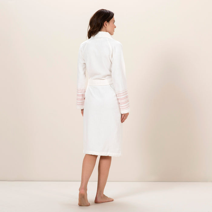 Derin Bamboo Unisex Bathrobe Ecru-Pink