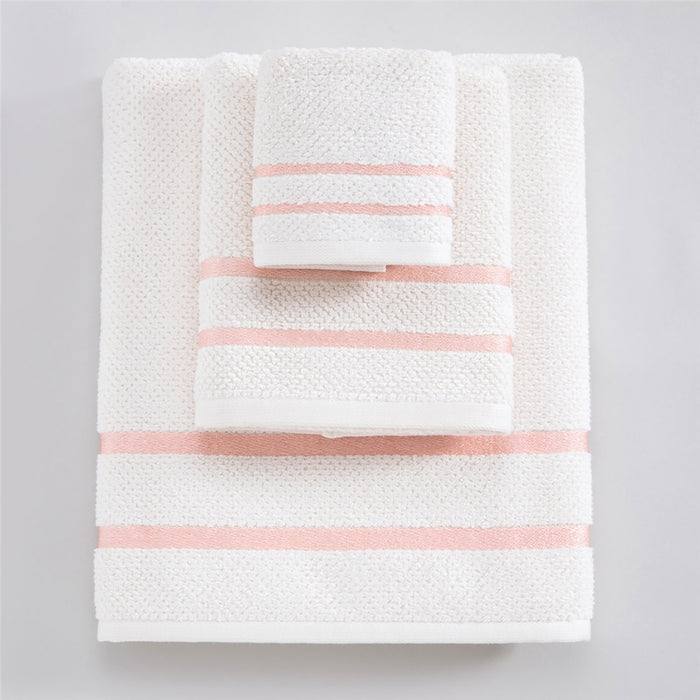 Anton Bath Towel 85x150 cm Ecru-Pink