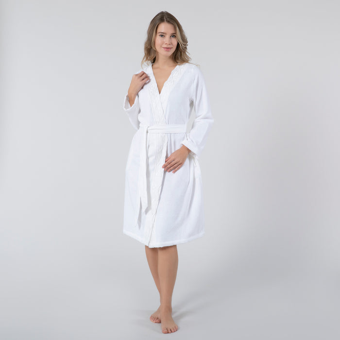 Border Women Bathrobe White