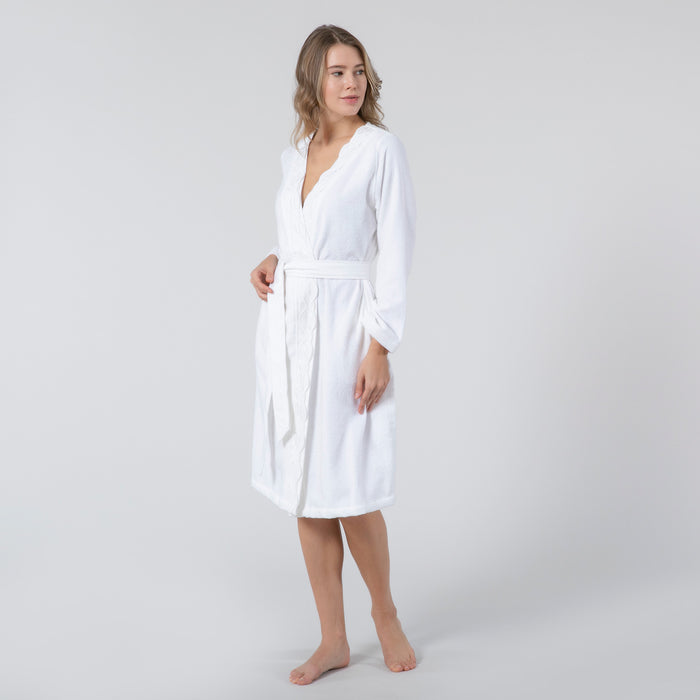 Border Women Bathrobe White