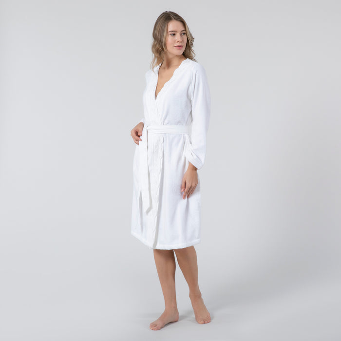 Border Women Bathrobe White