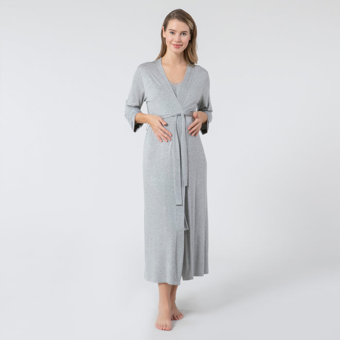 Rona Maternity Morning Gown Grey Melange