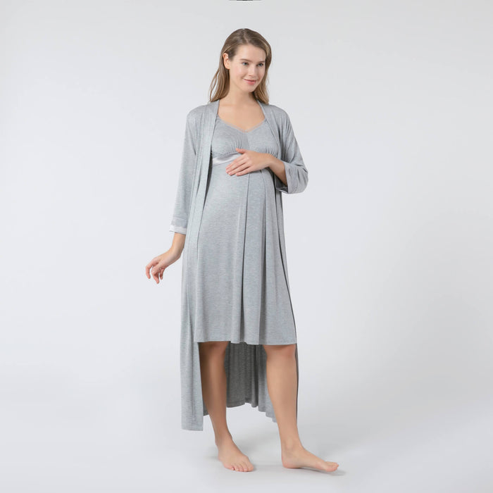 Rona Maternity Morning Gown Grey Melange