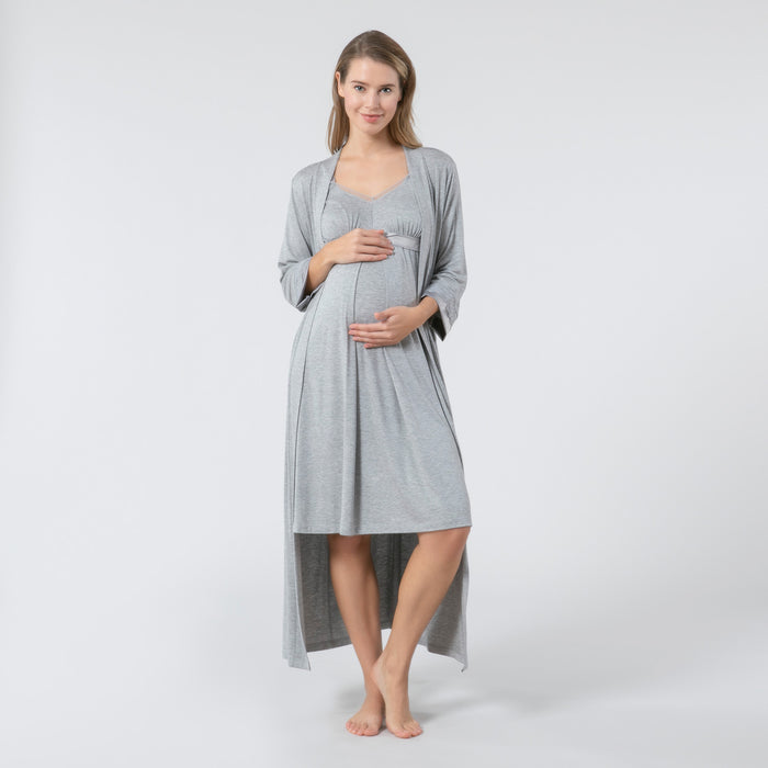 Rona Maternity Morning Gown Grey Melange