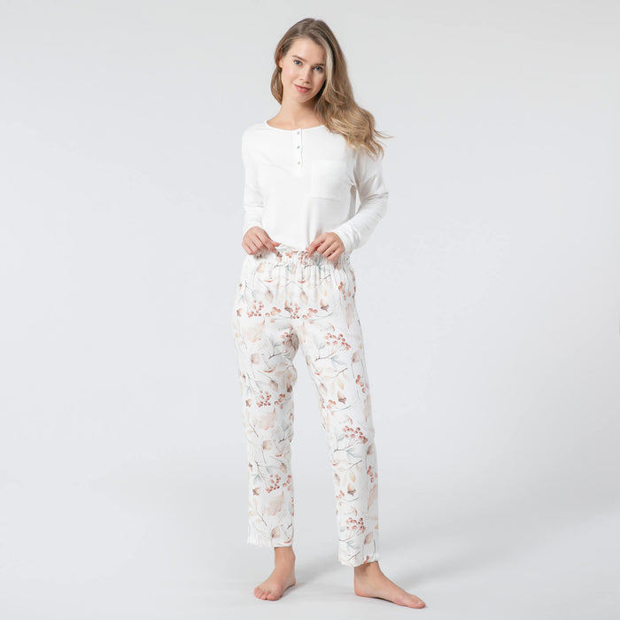 Henley Pajama Set CINNAMON/ECRU