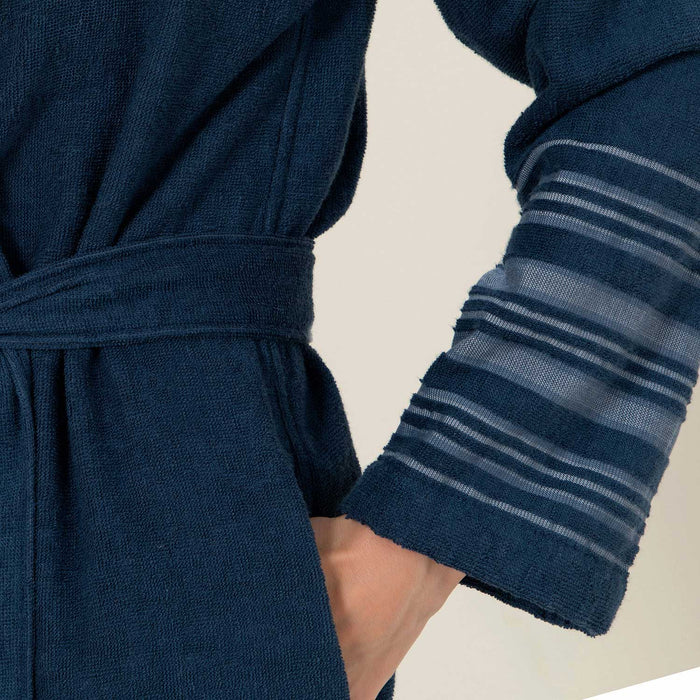 Derin Bamboo Unisex Bathrobe MARINE BLUE/AQUA