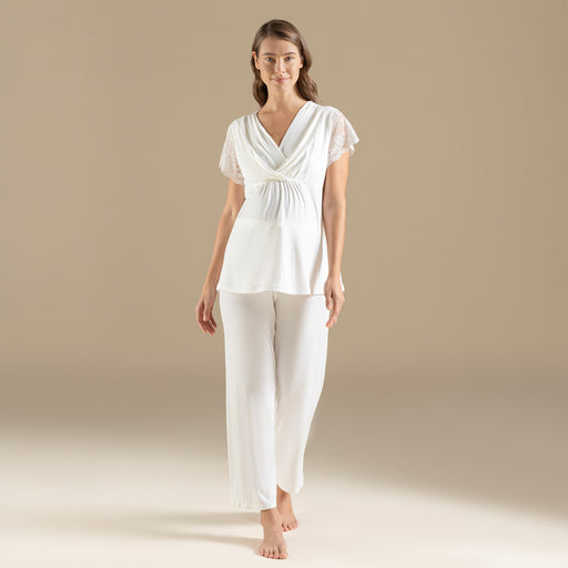 Caddie Maternity Pajama Set White