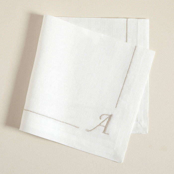 Initial Linen Napkin 45x45 cm Ecru
