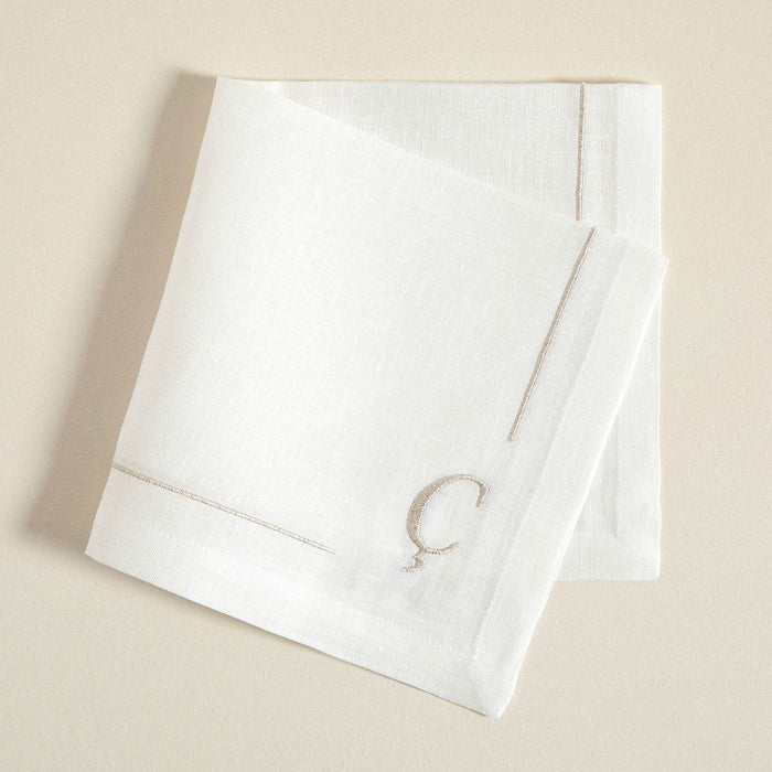 Initial Linen Napkin 45x45 cm Ecru