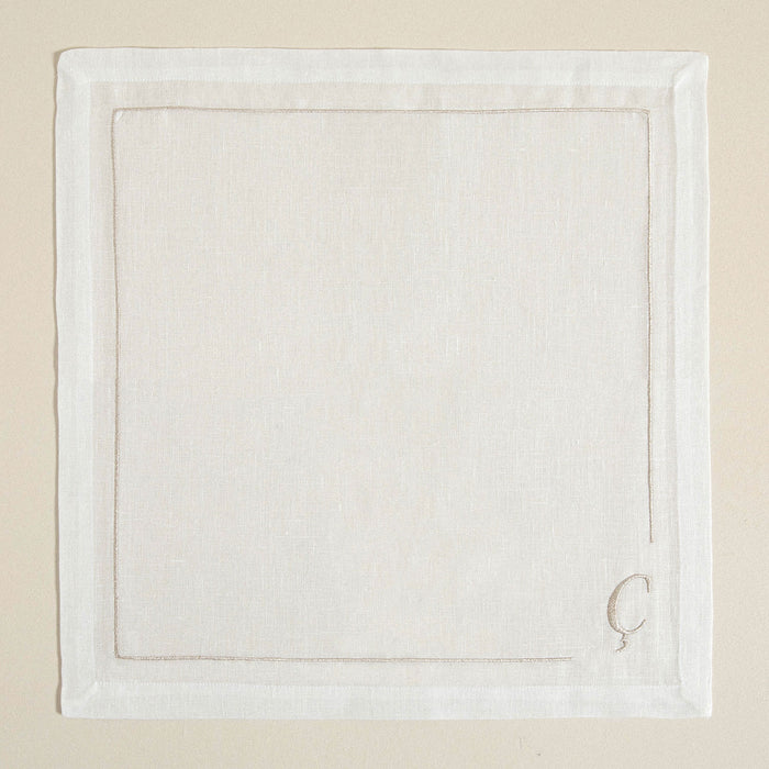 Initial Linen Napkin 45x45 cm Ecru