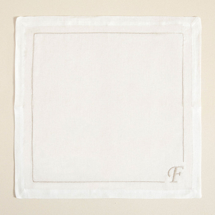 Initial Linen Napkin 45x45 cm Ecru