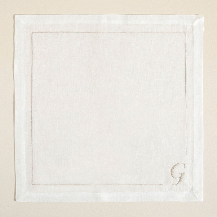 Initial Linen Napkin 45x45 cm Ecru