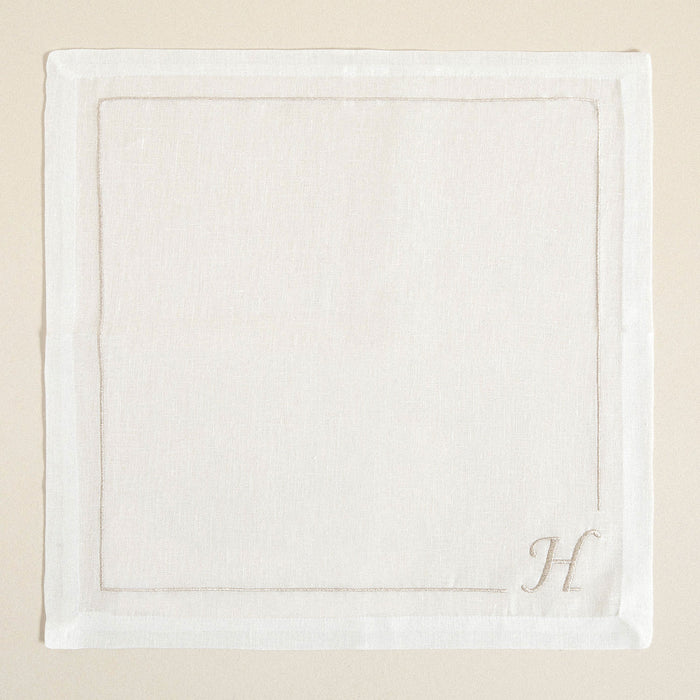 Initial Linen Napkin 45x45 cm Ecru