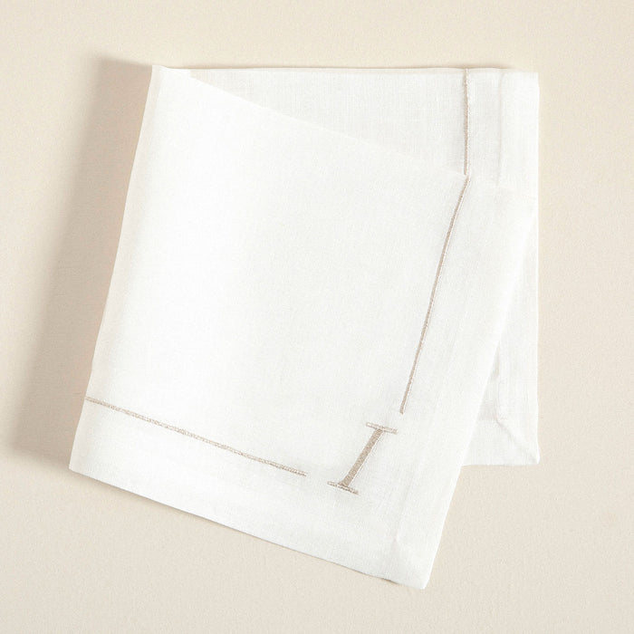Initial Linen Napkin 45x45 cm Ecru