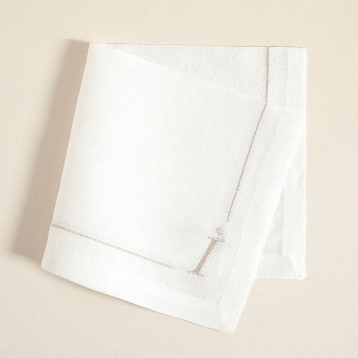 Initial Linen Napkin 45x45 cm Ecru
