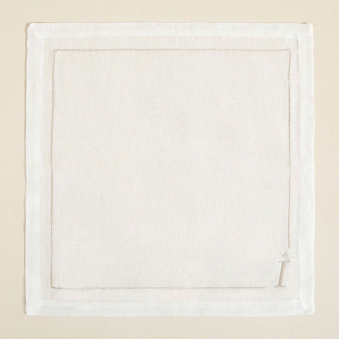 Initial Linen Napkin 45x45 cm Ecru