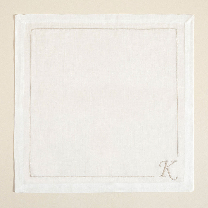Initial Linen Napkin 45x45 cm Ecru