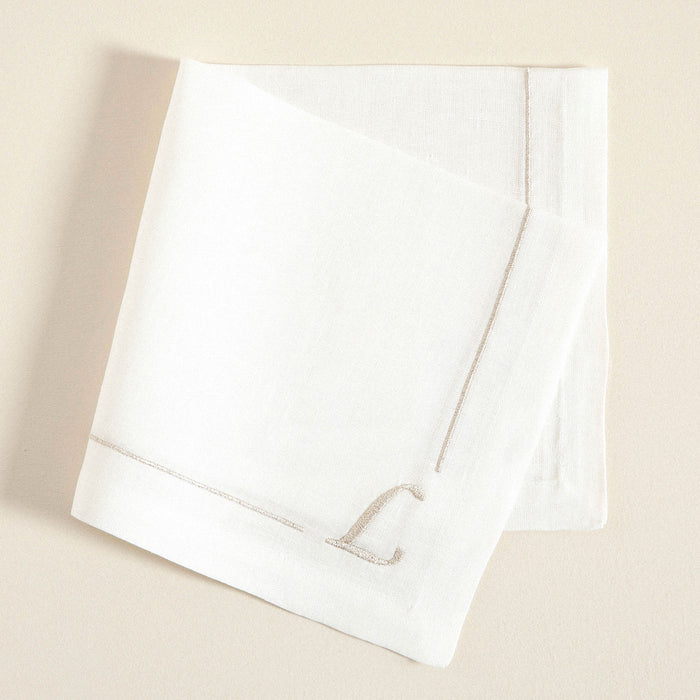 Initial Linen Napkin 45x45 cm Ecru