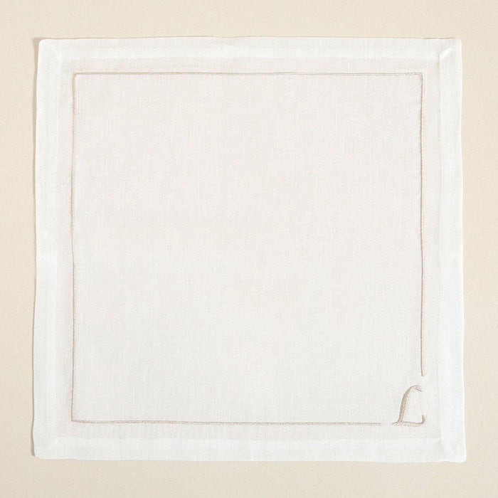 Initial Linen Napkin 45x45 cm Ecru