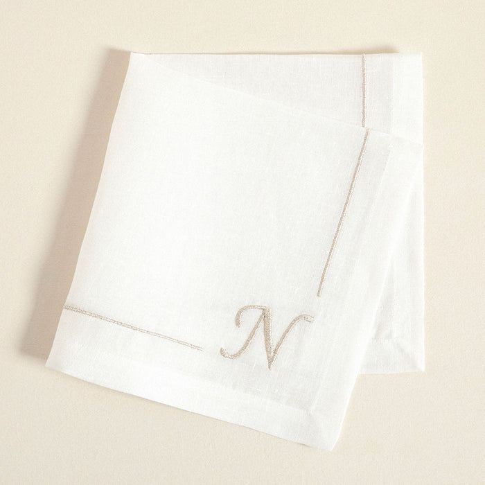 Initial Linen Napkin 45x45 cm Ecru