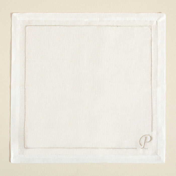 Initial Linen Napkin 45x45 cm Ecru
