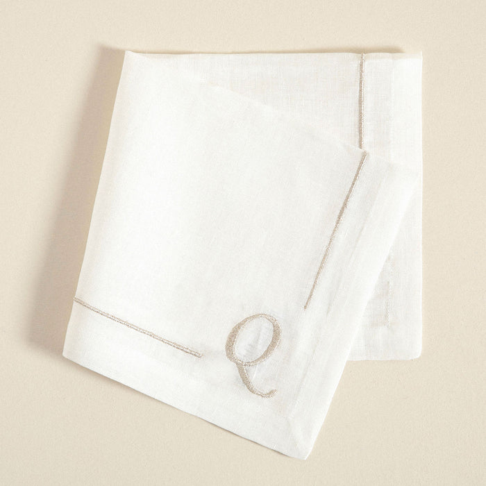 Initial Linen Napkin 45x45 cm Ecru