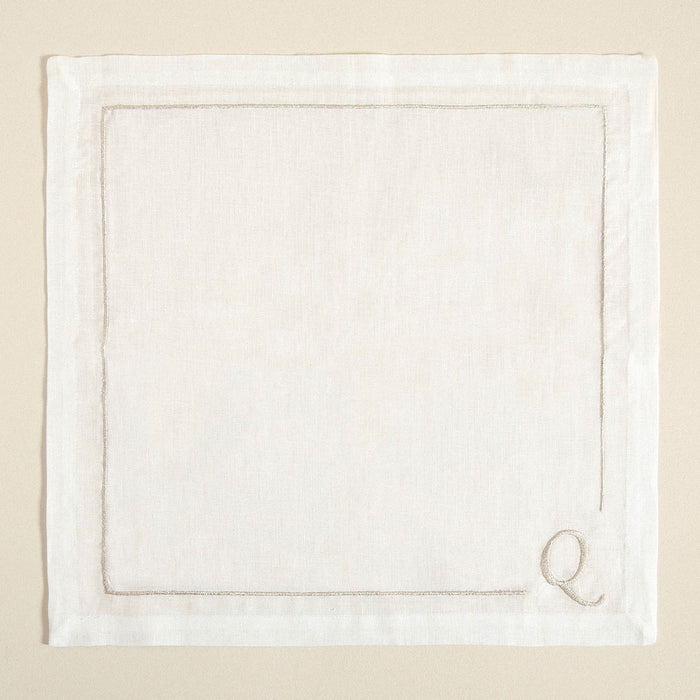 Initial Linen Napkin 45x45 cm Ecru