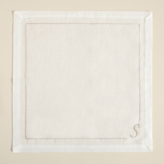 Initial Linen Napkin 45x45 cm Ecru