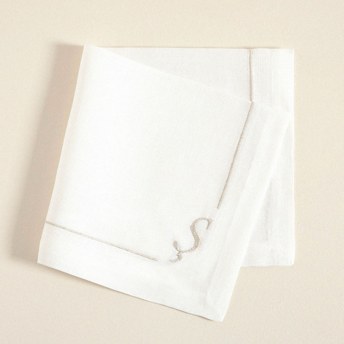 Initial Linen Napkin 45x45 cm Ecru
