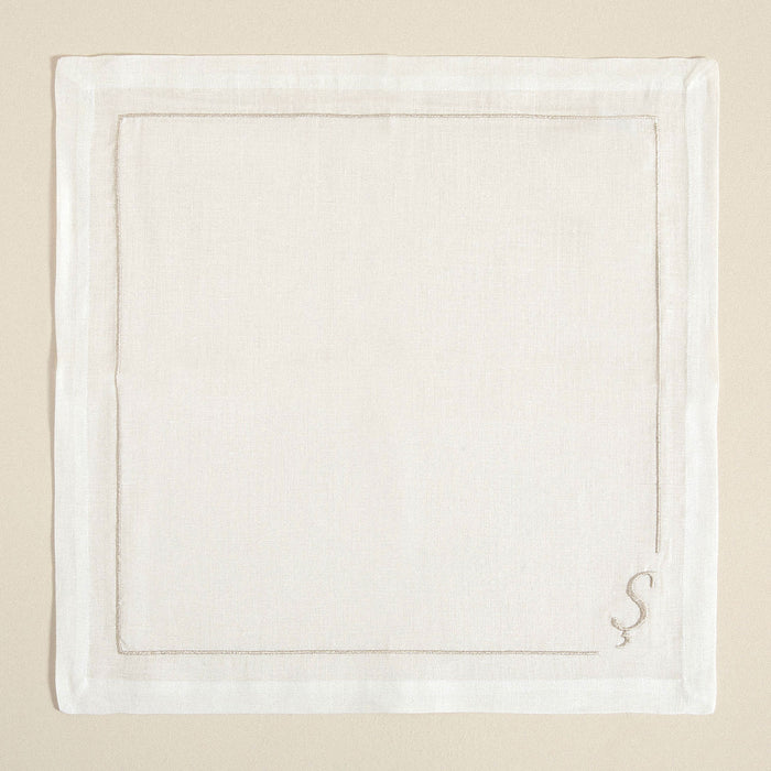 Initial Linen Napkin 45x45 cm Ecru
