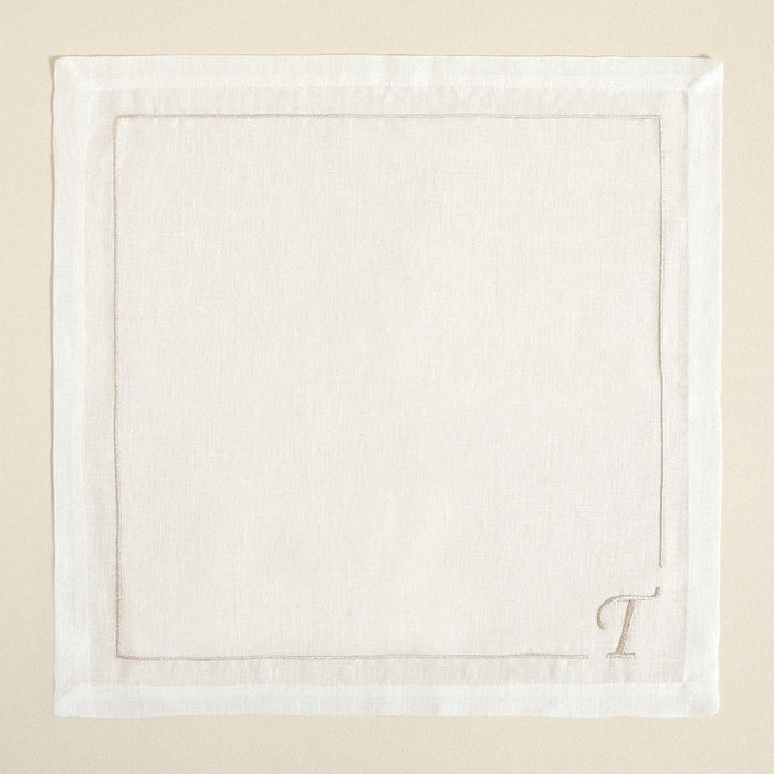 Initial Linen Napkin 45x45 cm Ecru