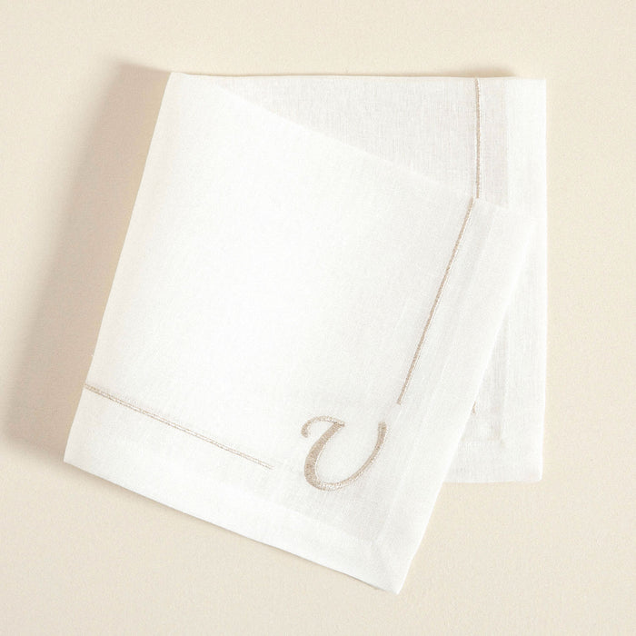 Initial Linen Napkin 45x45 cm Ecru