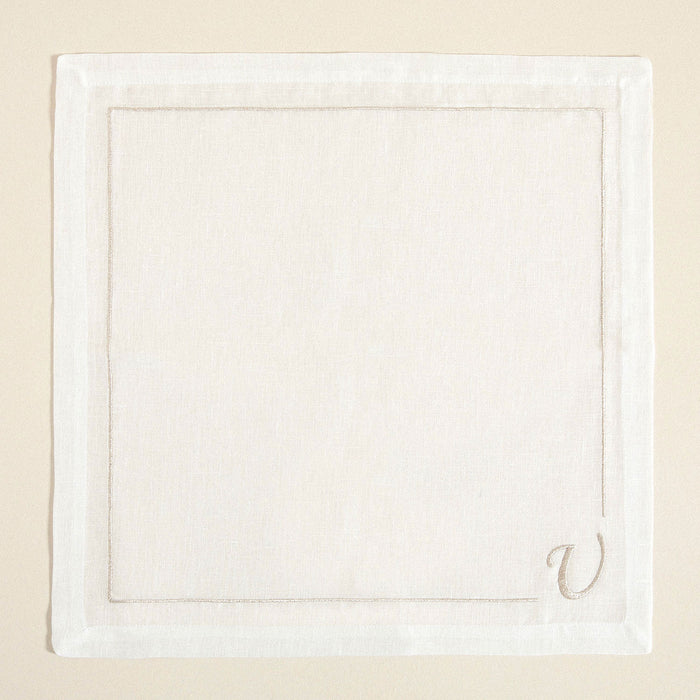 Initial Linen Napkin 45x45 cm Ecru
