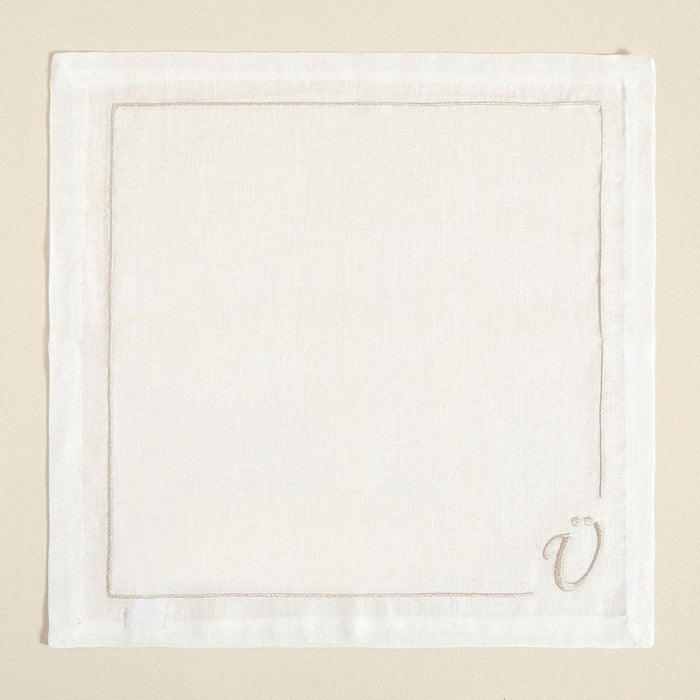 Initial Linen Napkin 45x45 cm Ecru
