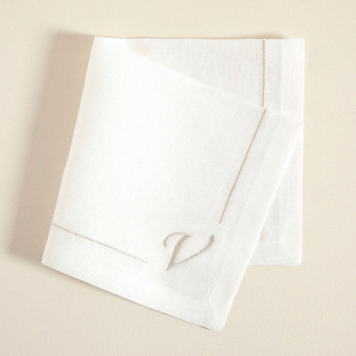 Initial Linen Napkin 45x45 cm Ecru