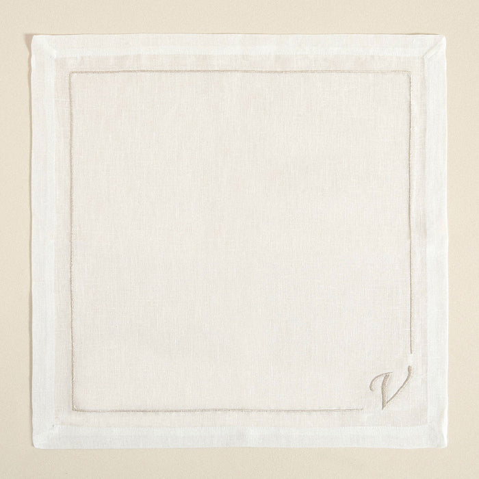 Initial Linen Napkin 45x45 cm Ecru