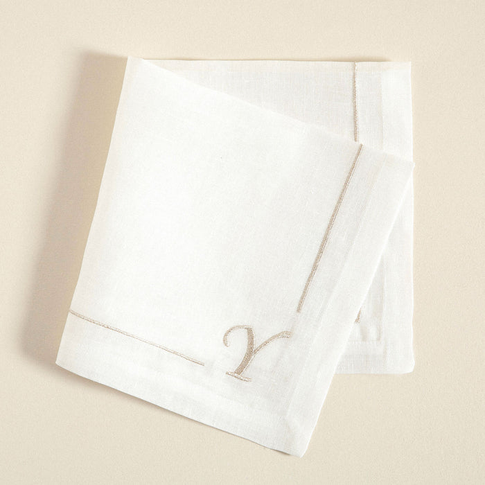 Initial Linen Napkin 45x45 cm Ecru