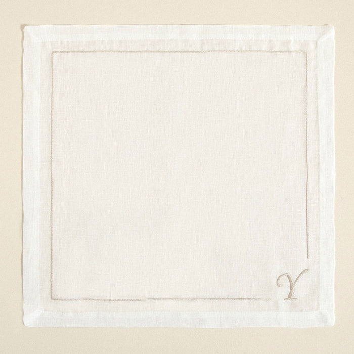 Initial Linen Napkin 45x45 cm Ecru