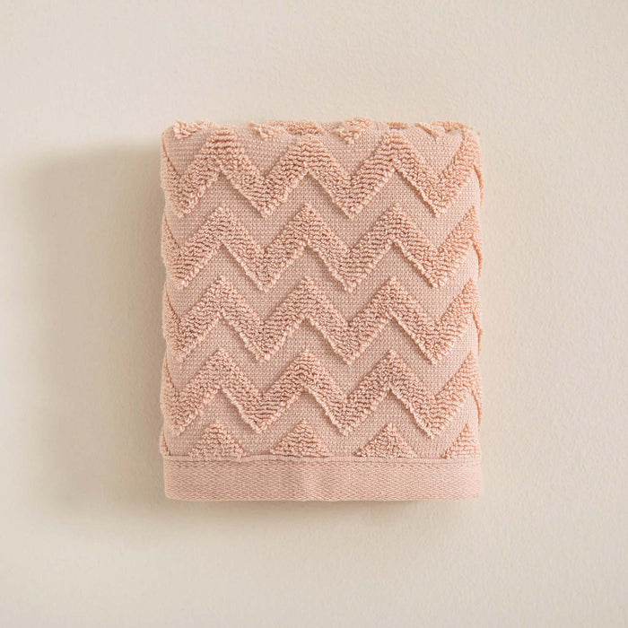 Zigzag Hand Towel 30x40 cm ECRU/DARK SALMON